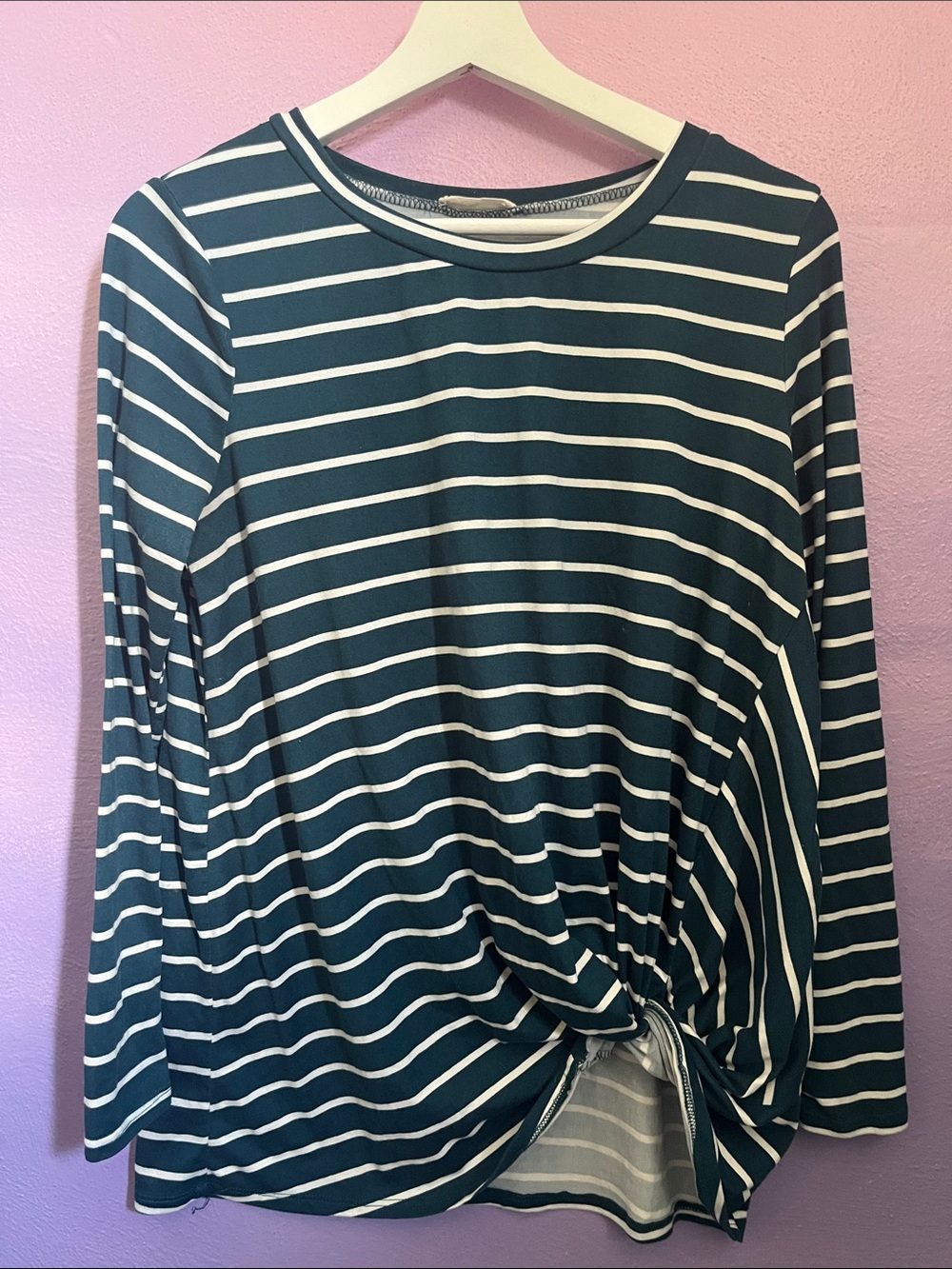 Reb. In J. 220 Gorgeous Teal Long sleeve striped preppy top